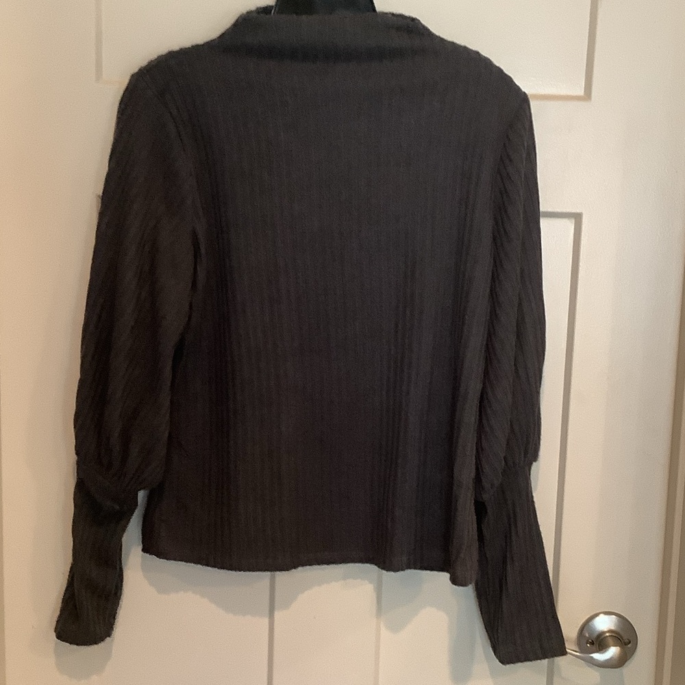 Black Ribbed Long Sleeve Top